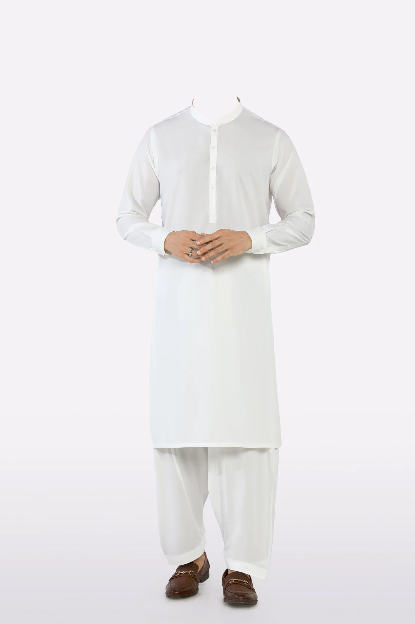 Off White Wash & Wear Shalwar Kameez full
