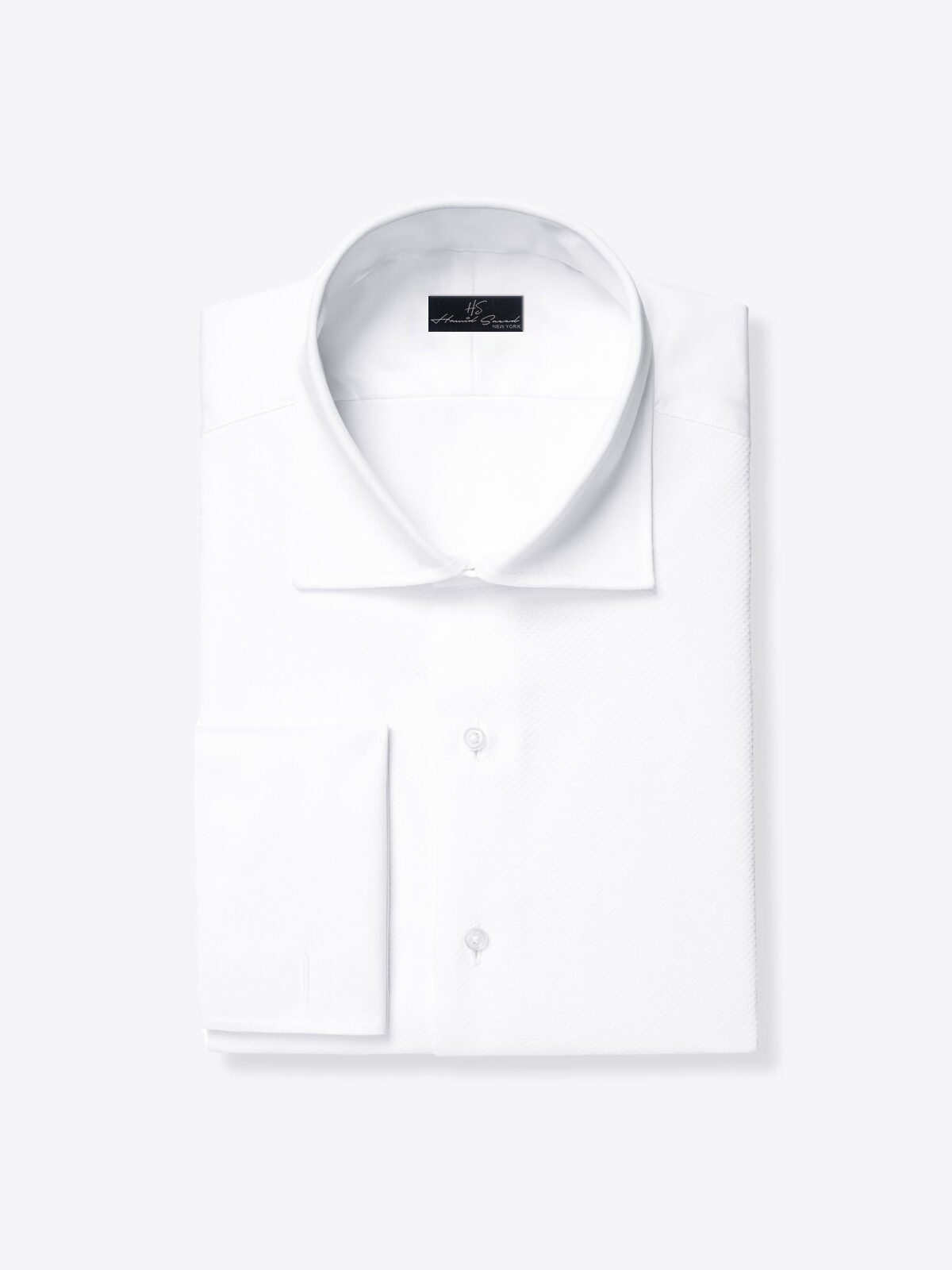 white pinpoint french cuff shirt (white)